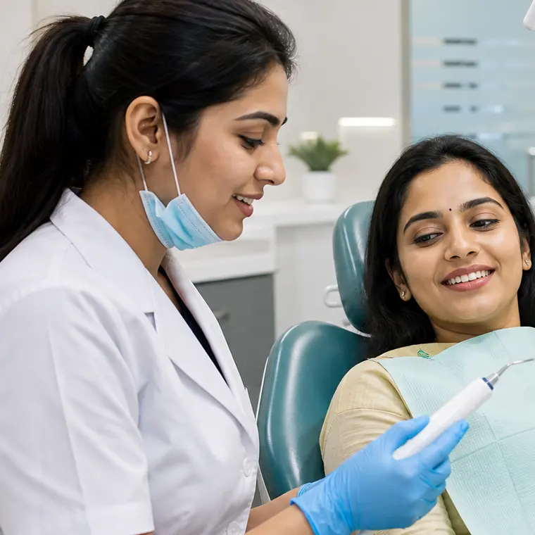 Ultrasonic teeth cleaning procedure for tartar and plaque removal